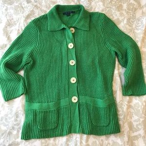 Boden Long Sleeve Sweater Grass Green Button Down